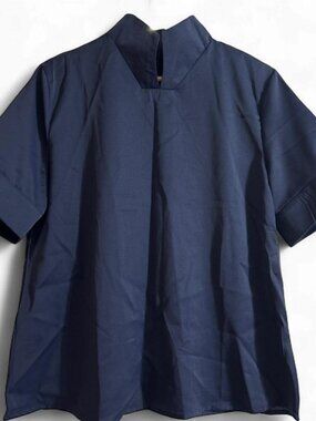 Navy Blue Minimalist Oversized Short Sleeve Tunic Top